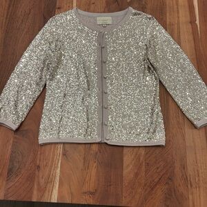 Anthropologie: Sanctuary Sequin Beige/Cream Cropped Cardigan